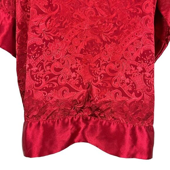 Victorias Secret Gold Label Vintage Red Satin Floral Sleepwear Lounge Robe O/S - Picture 14 of 16